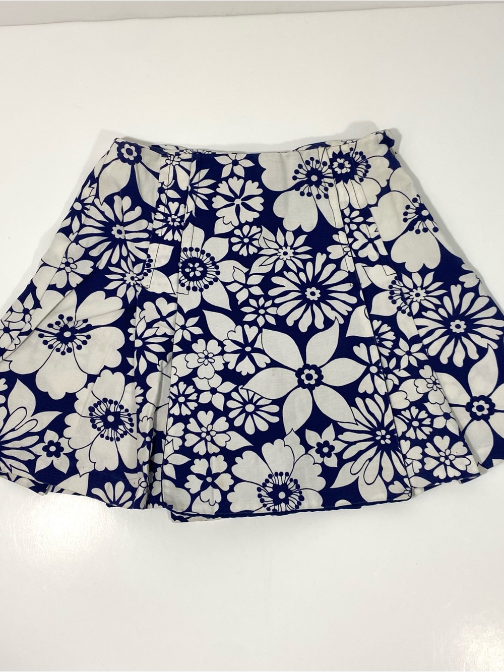 Vintage 70’s Handmade Navy & White Floral Print Skort Youth Medium 7 8 9